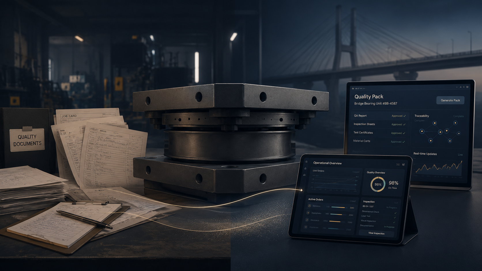 Ekspan platform dashboard showing QD40 inspection and quality pack generation